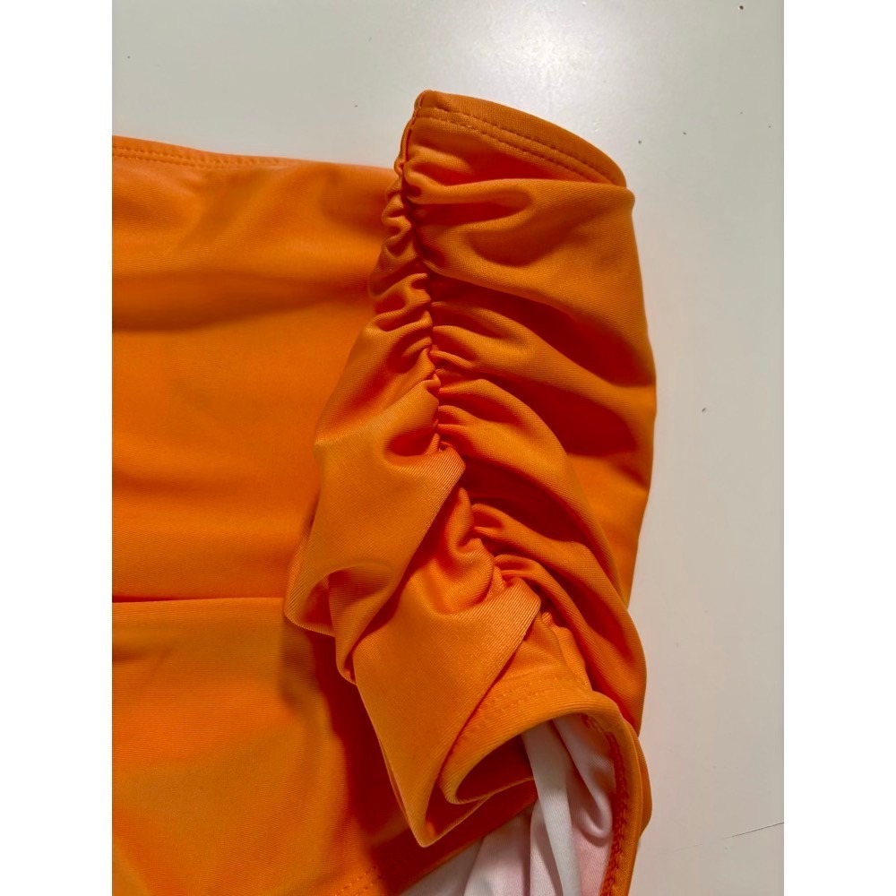Nani Swimwear - Ruched High-Waist Orange Bikini Bottoms - Picture 6 of 10